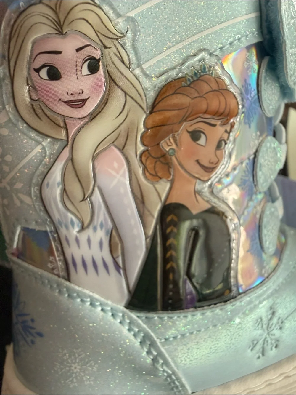 Disney Frozen Light Blue Girls Winter Boots with Elsa & Anna Graphics